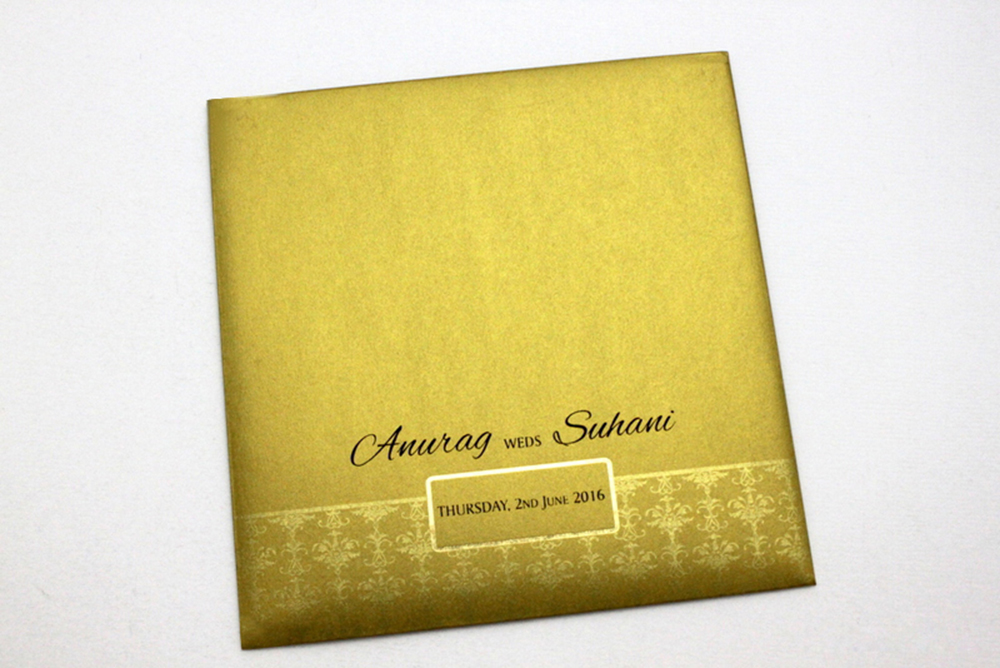 Multifaith Indian wedding invitation in yellow golden colour - Click Image to Close